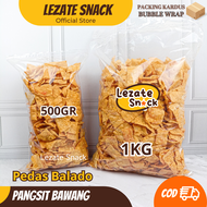 Kripik Pangsit Bawang Pedas Balado 1KG Kiloan Murah Renyah Enak / Pangsit Bawang Rasa Pedas Manis Kr