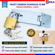 25mm brass press padlock package + 3 inch padlock hanger READY TO USE PACKAGE/ 1 SET OVERPAL + PADDL