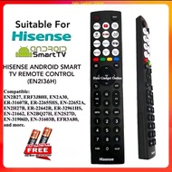 Replacement For HISENSE ANDROID SMART TV REMOTE CONTROL EN2I36H Compatible: 32A4KTUK 32A5KQTUK 32E4K