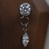 Titanium Flatback 4mm Round Charm Marq CZ Piercing Earrings