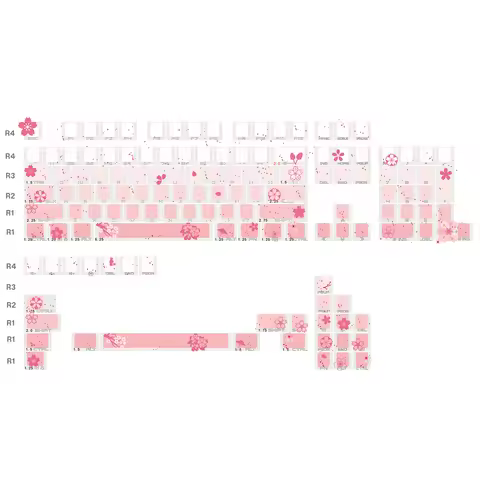 134Keys JKDK Sakura Colorful Keycaps Side Print Backlit OEM Profile For 61 68 84 87 104Keys Cherry M