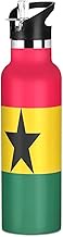 Kids Water Bottle with Straw for School 20 Oz Bottle for Boys Girls, BPA-Free, Ghana Flag