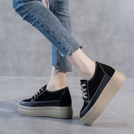 รองเท้าความสูงที่เพิ่มขึ้นด้านในของผู้หญิงรองเท้าลำลองความสูงที่เพิ่มขึ้นแพลตฟอร์ม7ซม. รองเท้าผ้าใบ Suede สบายสำหรับผู้หญิง