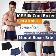 (11.11 SALE)Men Underwear Man Ice Silk Boxer Shorts For Briefs Short Boxers Male Brief Mens Cotton 內