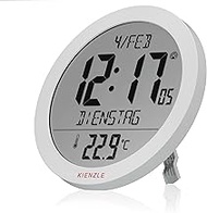 Kienzle Radio Wall Clock Table Clock with Temperature Display 18.7 cm Display DCF Time Date 2 Alarm