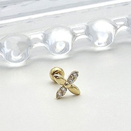 [Mandy] 14K Solid Flower Tragus Helix Conch Stud Piercing Earring, 585 Gold, Korean Made Jewelry