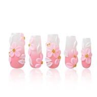 LOVFUL Short Press on Nails Sakura al | Handmade Acrylic Press ons| Reusable Fake False Nails | Squa