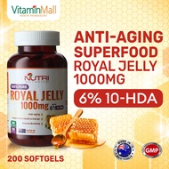 Nutri Botanics Royal Jelly 1000mg 6% 10-HDA - Anti Aging Royal Jelly Supplement Immune Health 200's