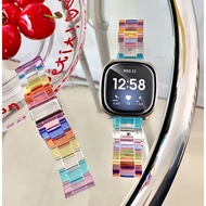 Rainbow Transparent Plastic Colorful Strap For Fitbit Versa 4 Strap Fitbit Sense 2 Strap , Fitbit Versa 3 , Fitbit Sense ,Fitbit Versa 2,Fitbit Versa , Versa Lite Replacement Fitbit Versa 4 Strap