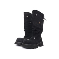 Asthershop原創 牛反絨雪地靴 黑色冬季長靴