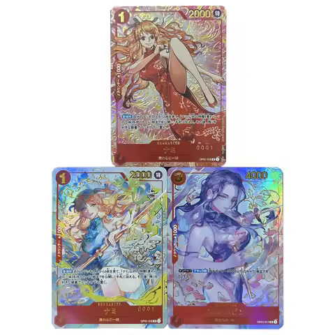 3Pcs/set Diy One Piece Opcg 01 Nami Nico Robin Collection Card Coarse Flash Opcg Gold Hot Anime Card