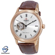 Orient FAG00001S0 Analog Automatic Open Heart Silver Dial Brown Leather Mens Watch