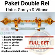 Double Batang Gorden Besi Gorden jendela Tiang Gorden Gagang Gorden Rollet Gorden Tirai Gorden cod