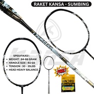 Racket Badminton Kansa Sumbing Racket Badminton  Black White 30Lbs 100% Full Carbon Professional Rac