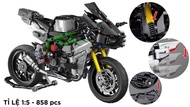 Mô hình xe mô tô lắp ghép Kawasaki Ninja H2R Technic 858 pcs tỉ lệ 1:5 non lego LG006