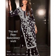 Embroidery Chikankari 2 Pcs Suit Top & Plazzo
