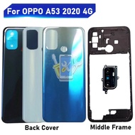 For OPPO A53 A53S 2020 Includes back cover, battery cover, and middle frame back housing with camera