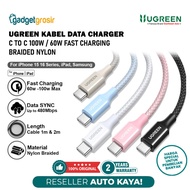 UGREEN Data Charger Cable C to C 100W / 60W Fast Charging 50cm / 1 Meter / 2 Meter Braided Nylon PD 