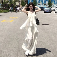 [Casual Suit] This Year's Popular Beautiful Suit Summer Seaside Vacation Hot Girl Sling Top Casual W