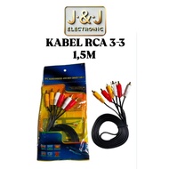 3RCA TO 3RCA CABLE 1.5M BLACK + WRAP 3-3 RCA CABLE/