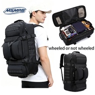 80L Large Wheeled Tactical Duffle Backpack Hidden Strap Travel Luggage Bag, Waterproof Weekender Bag