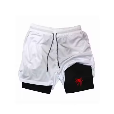 2026 Summer New Spider Sports Shorts 2-in-1 Gym Running Shorts Slow Running Leisure Sportswear Fitne