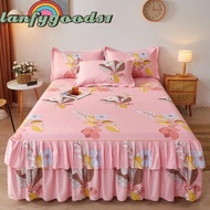 LANFYGOODS Double Lace Bed Skirt Three-piece Set, Dust-proof 120/150/180CM 3in1 Bedsheet Set, Thicke