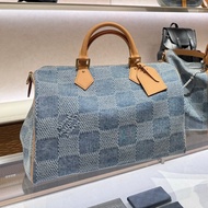 LV LOUIS VUITTON Speedy 40 Bandoulière travel bag Blue Damier Denim 3D cotton canvas 藍色 牛仔 3D棉質帆布 旅行