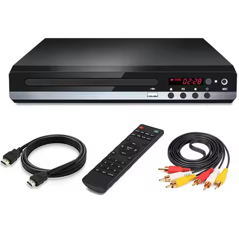 Home DVD Player VCD CD Disc Media Player Machine with AV Output Remote USB Mic Full HD 1080P Home DV