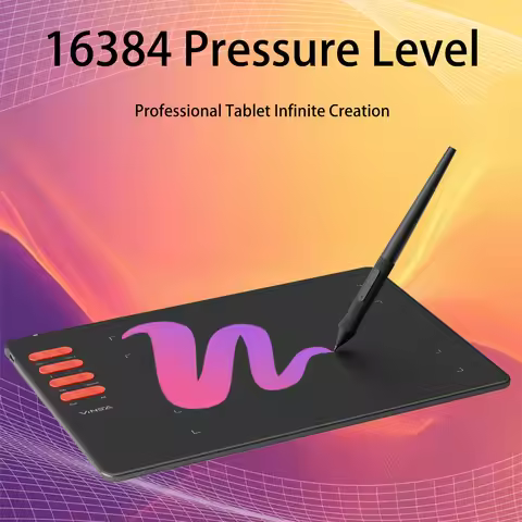 Graphics Drawing Tablet 7.6 x 5.6in Digital Art Tablet Supports 16384 Levels w/ 8 Hot Keys and Batte