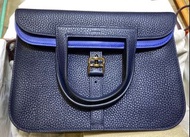 全新 Hermes Halzan 25 Blue Nuit 內併色金扣手挽5 用 斜咩袋