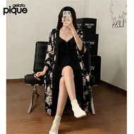 Gelato Pique 2-Piece Pajama Set - Soft Silk Tank Top & Robe with Charming Print