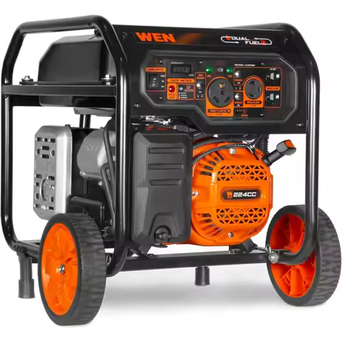 5600-Watt Dual Fuel Portable Generator with Wheel Kit, Electric Start, and Carbon Monoxide Monitorin