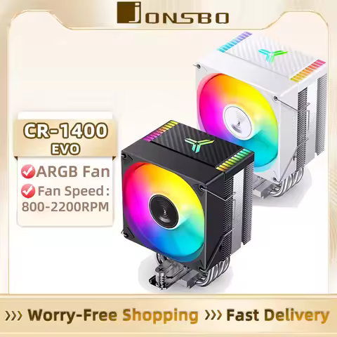 JONSBO CR-1400 EVO ARGB CPU Cooling Fan 4 Heat Pipe Cooler PWM Processador Air Cooler For intel LGA1