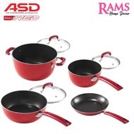 ASD 7 Pcs Aluminium Die Cast Nonstick Cookware Set - Titan Red