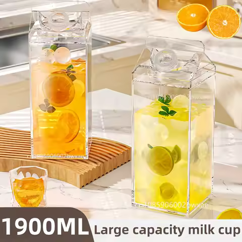 1900ML Milk Water Bottle Outdoor Drinking Jug Large Capacity Juice Tea Cup Transparent Milk Bottle P