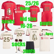 The Reds Mohamed Salah Darwin Nunez 25/26 LiVerPools Home Soccer Jersey kid suits （with pants） Domin