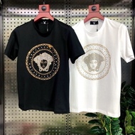 7O9D2 VERSACE123 100% Cotton 2025 Style Round Neck Slim-fit Unique Loose All-match Hot Diamond Patte