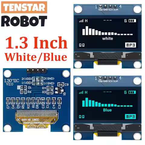 TSTARDEV I2C 1.3" OLED Display Module White Blue Color Drive Chip SH1106 128X64 1.3 Inch LCD LED IIC