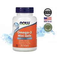 [Ready Stocks] Now Foods, Omega 3 Mini Gels, 180 Softgels, Small gel, Easy to Swallow [Made in USA]