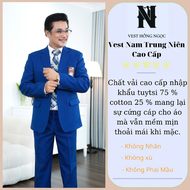 Bộ Com Lê Thương Hiệu Hồng Ngọc Cao Cấp Vest Nam Trung Tuổi Chất Liệu Nhập Khẩu