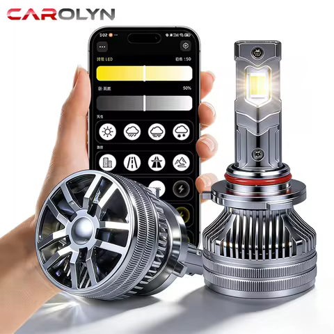 Carolyn H7 LED Car Headlight AI Bluetooth APP Control 3 Color D2S H4 LED H8 H9 H11 9005 HB3 9006 HB4