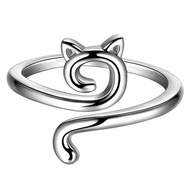 Fresh Hollow Cat Ring Simple Oil Drip Cat Crochet Threaded Ring Knitting Crochet Tail Ring Ring