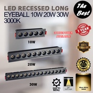 LED Recessed Grill Light Linear Long Eyeball Warmwhite 3000k Black 10W 20W 30W PRG-10 PRG-20 PRG-30