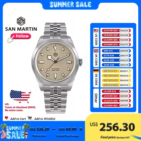 San Martin Men's Watch PT5000 38mm Explore Climbing Sport Couple Wristwatch Automatic Mechanical Lum
