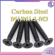Black carbon steel KA countersunk self-tapping, wood screws, countersunk self-tapping screws, pointe