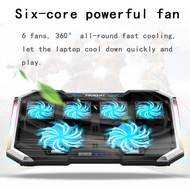 Korea NUOXI Gaming Laptop Cooler Six Fan Led Screen Two USB Port 1500RPM RGB Laptop Cooling Pad Notebook Stand for Laptop 12-17 Inch COD