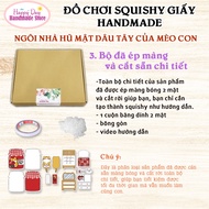 Squishy Giấy - Ngôi Nhà Búp Bê Giấy Nhồi Bông Hũ Mật Dâu Tây của Mèo Con - DIY Set Giấy Tự Làm - Đồ