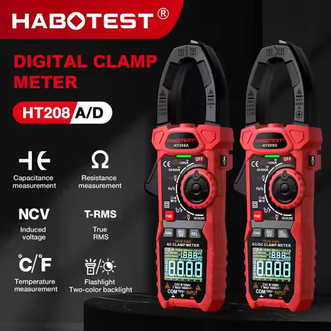 HABOTEST HT208A/D Clamp Meter 1000A 1000V AC DC True RMS Digital Clamp Meter Amperimetrica Capacitan