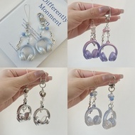 ️coco ️Y2K Pink Purple Conversion Headphones Music Beaded Keychain Creative Mini Headphones